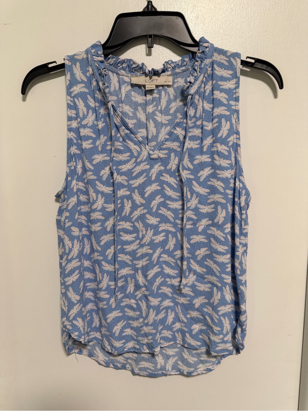 LOFT Blue Printed Sleeveless V-Neck Top XSP